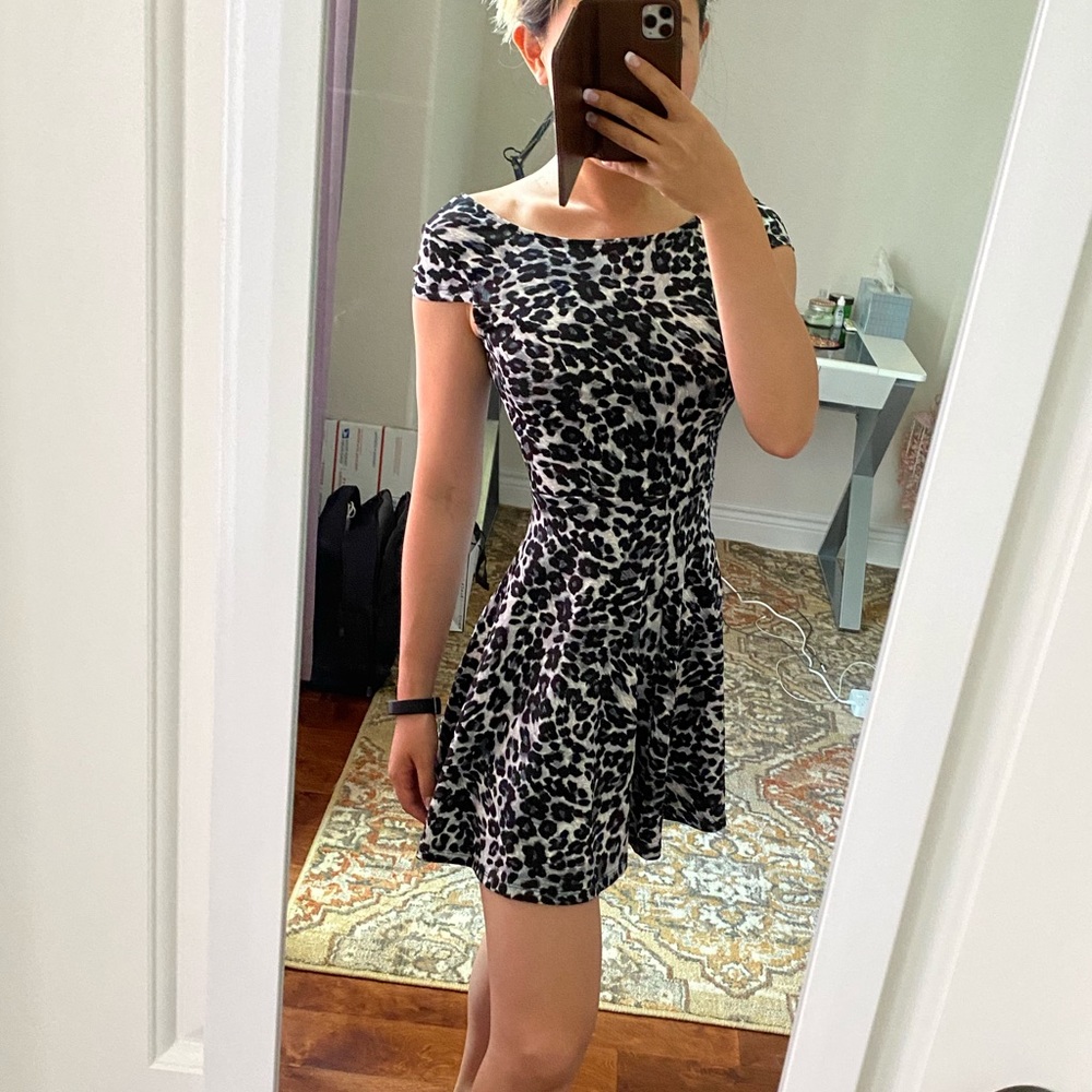 Leopard Zip Up Skater Dress